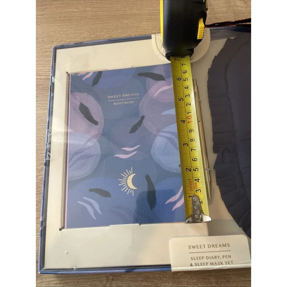 Flawsome Sweet Dreams Sleep Diary, Cotton Sleep Mask & Pen Set Navy Blue Gold